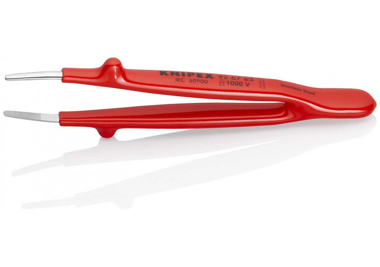 Brucelle de précision 145mm droite - Isolée 1000V - Pointes rondes - Chromée - Knipex - 926763