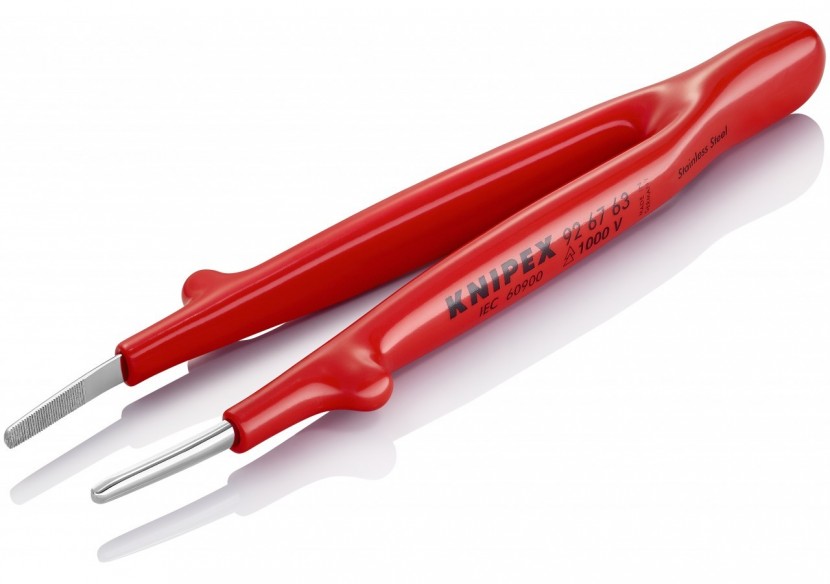 Brucelle de précision 145mm droite - Isolée 1000V - Pointes rondes - Chromée - Knipex - 926763