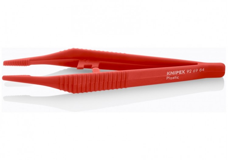 Brucelle de précision 130mm droite - Bouts carrés émoussés - Plastique robuste - Knipex - 926984