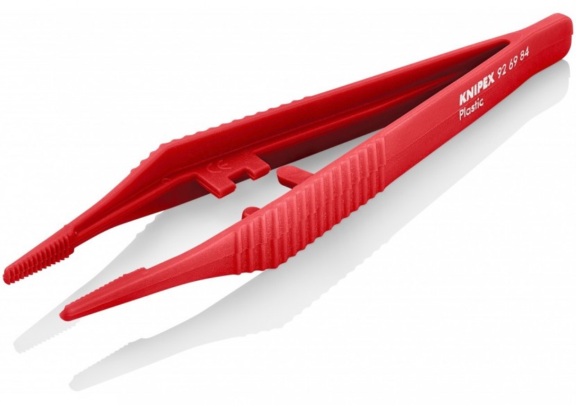 Brucelle de précision 130mm droite - Bouts carrés émoussés - Plastique robuste - Knipex - 926984