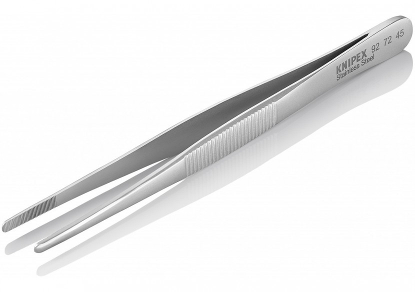 Brucelle de précision 145mm droite - Pointes rondes - Acier Inox antimagnétique - Knipex - 927245