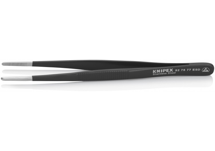 Brucelle de précision 145mm droite ESD Pointes rondes Acier Inox antimagnétique - Knipex - 927877ESD