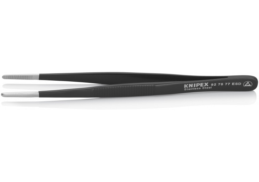 Brucelle de précision 145mm droite ESD Pointes rondes Acier Inox antimagnétique - Knipex - 927877ESD