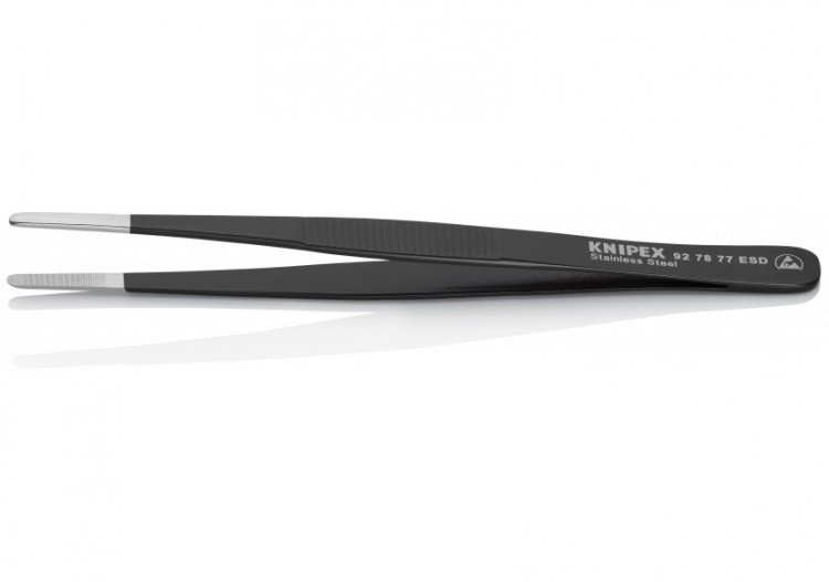 Brucelle de précision 145mm droite ESD Pointes rondes Acier Inox antimagnétique - Knipex - 927877ESD 2