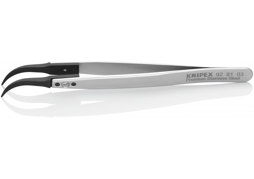 Pince brucelle inox à pointes remplaçables 130mm coudée à 60° - Knipex - 928103