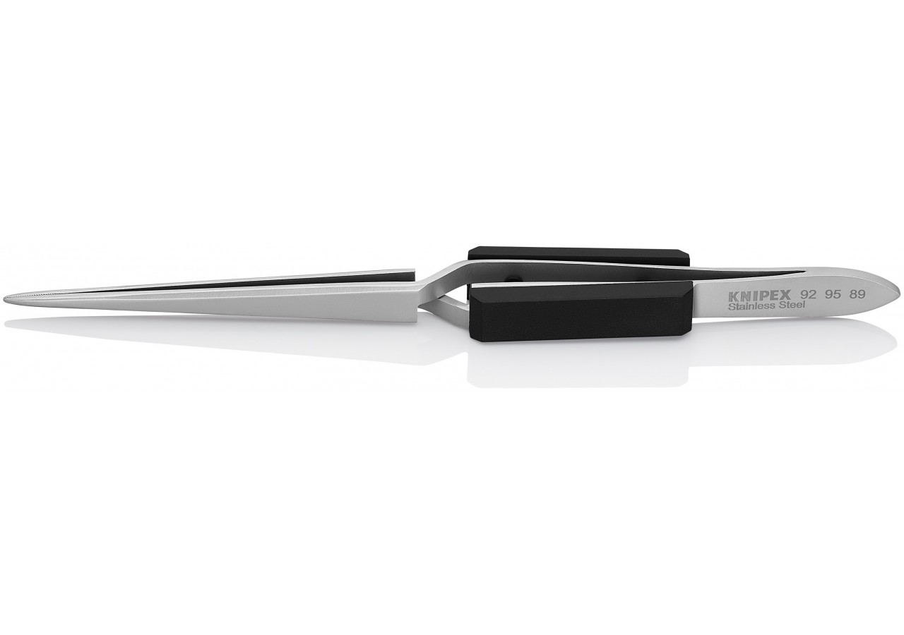 Brucelle de précision 160mm droite - Becs croisés - Pointes fines - Chromée - Knipex - 929589