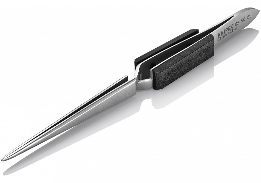 Brucelle de précision 160mm droite - Becs croisés - Pointes fines - Chromée - Knipex - 929589