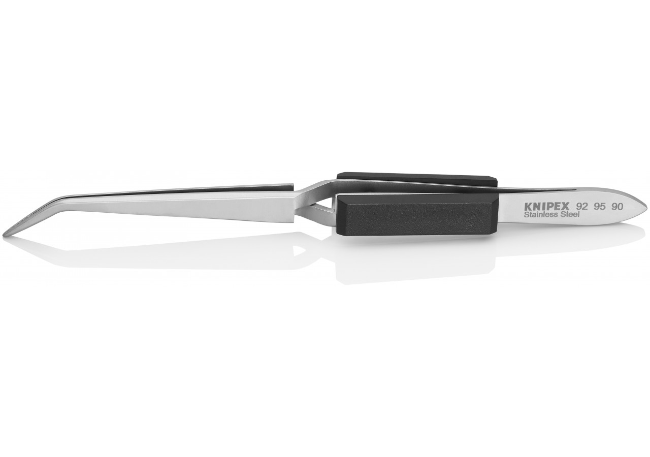 Brucelle de précision 160mm coudée 45° - Becs croisés - Pointes fines - Chromée - Knipex - 929590