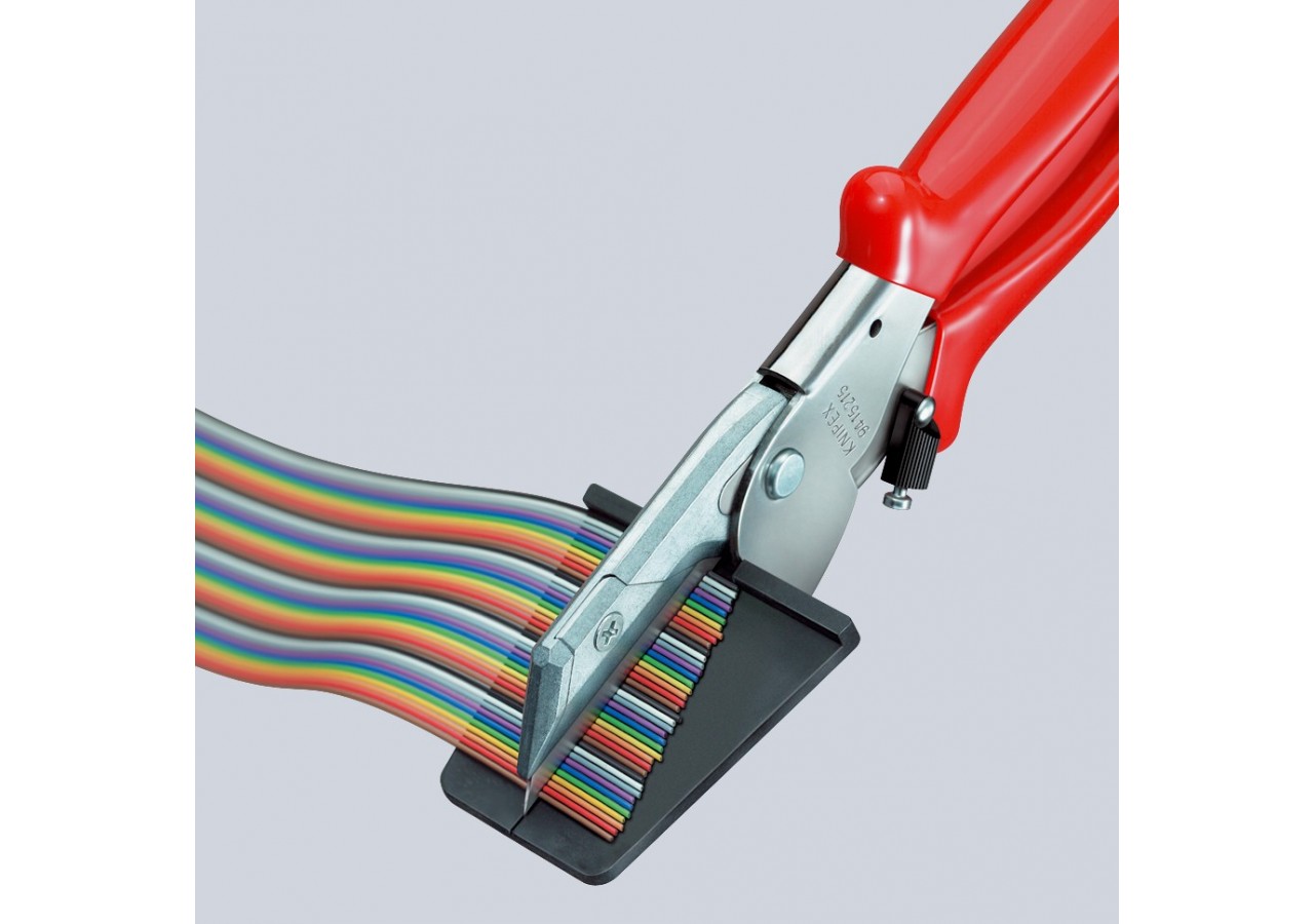 Pince coupante 215mm pour câbles plats - Corps acier chromé - Gainage PVC - Knipex - 9415215