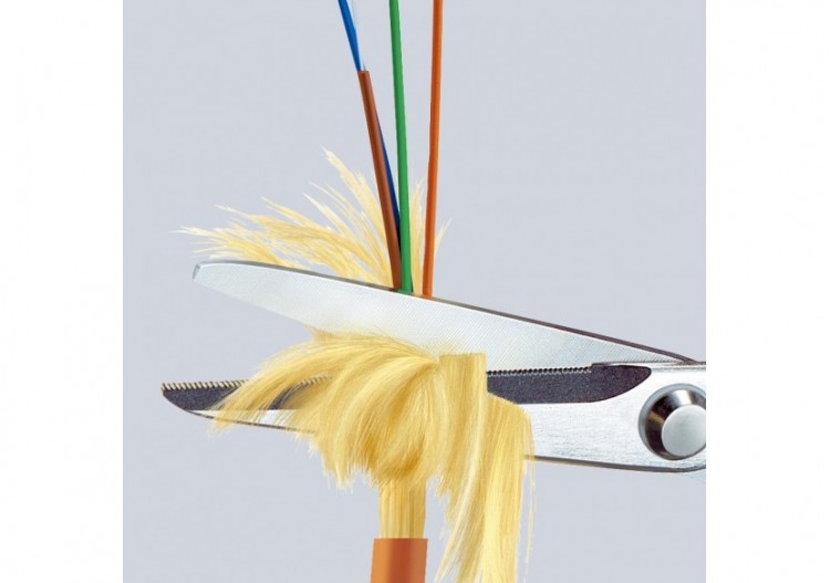 Ciseaux pour fibres en KEVLAR® - 160mm - Chromé - Gainage PVC - Knipex - 9503160SB 2