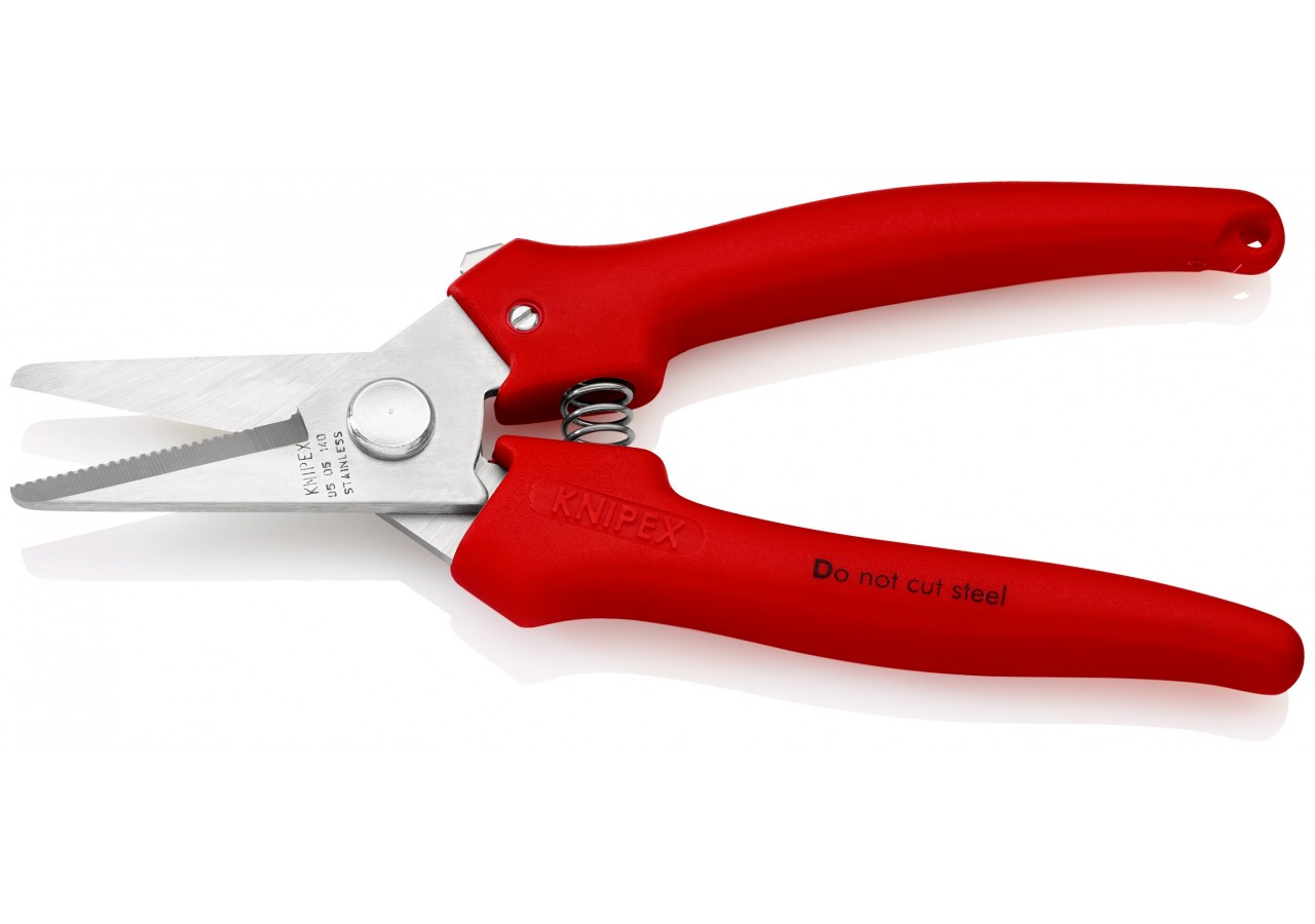 Ciseaux universels coupe-tout 140mm droits - Poignées PVC - Acier inox - Knipex - 9505140