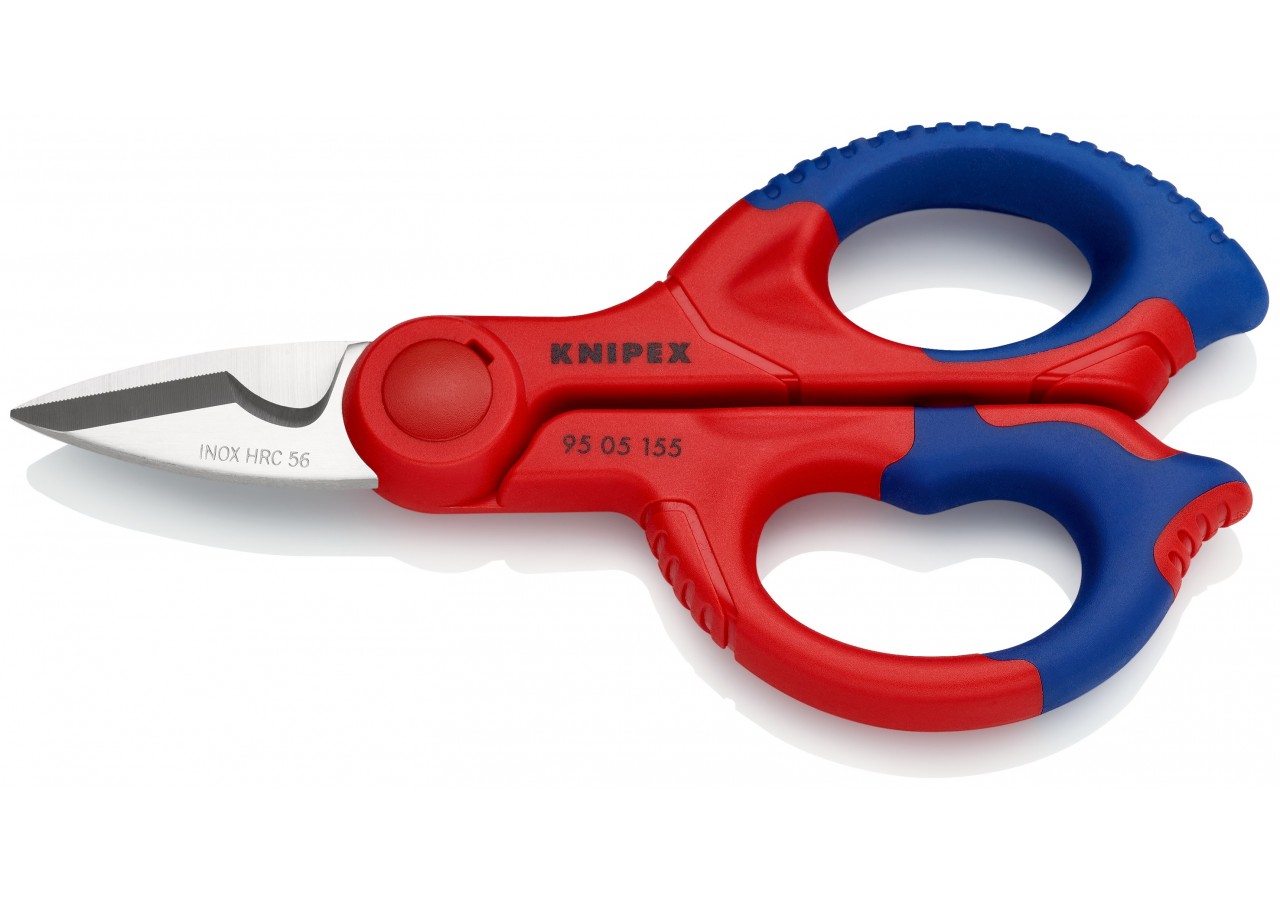 Ciseaux délectricien 155mm - Gainage bi-matière - Tranchant en Inox - Knipex - 9505155SB