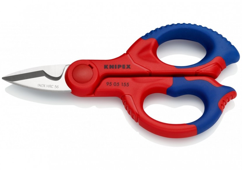 Ciseaux délectricien 155mm - Gainage bi-matière - Tranchant en Inox - Knipex - 9505155SB