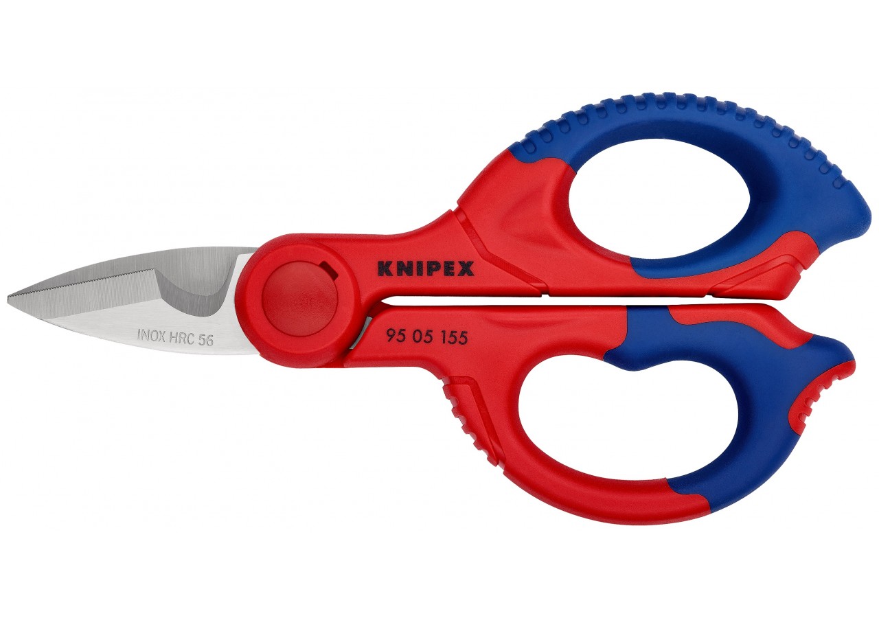 Ciseaux délectricien 155mm - Gainage bi-matière - Tranchant en Inox - Knipex - 9505155SB