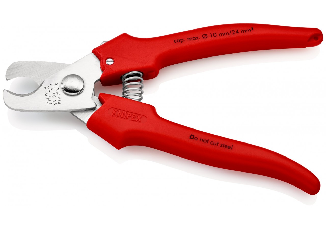 Coupe-câbles Cu/Al - 165mm - Ø10mm/24mm2 - Poignées PVC - Acier inoxydable - Knipex - 9505165