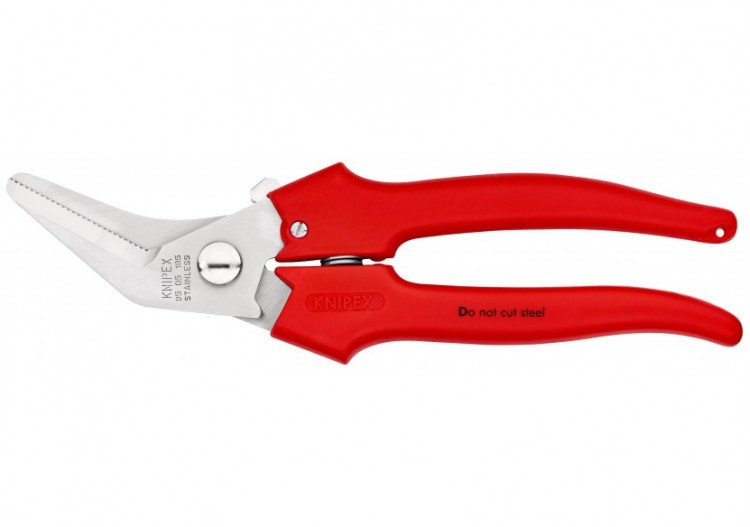 Ciseaux universels coupe-tout 185mm coudés à 40° - Poignées PVC - Acier inox - Knipex - 9505185