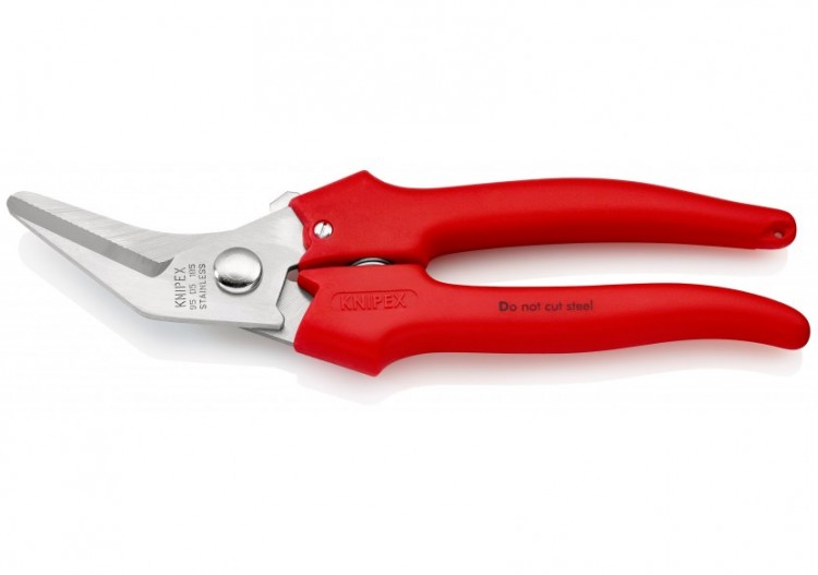Ciseaux universels coupe-tout 185mm coudés à 40° - Poignées PVC - Acier inox - Knipex - 9505185 2