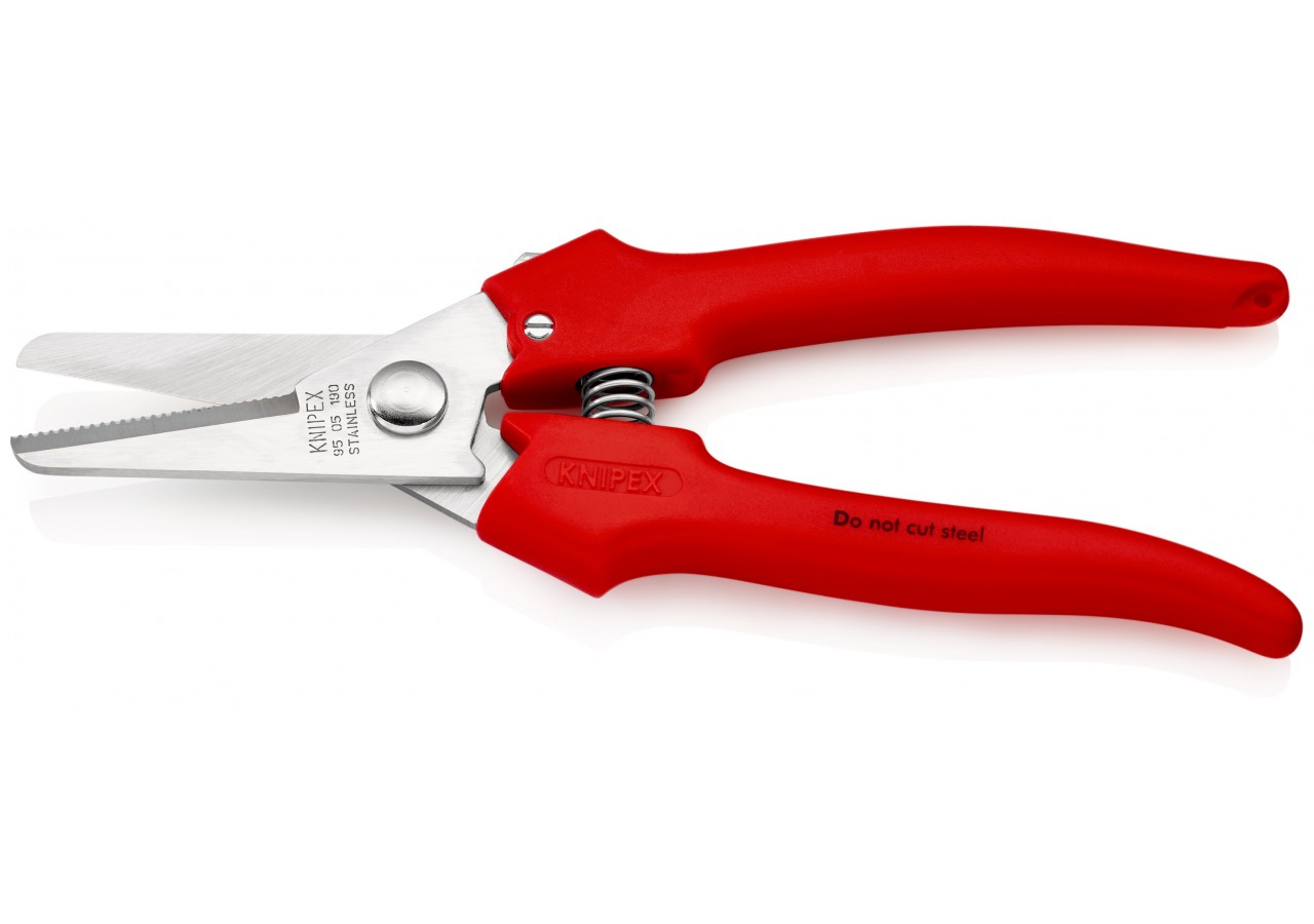 Ciseaux universels coupe-tout 190mm - Poignées PVC - Acier Inox - Knipex - 9505190