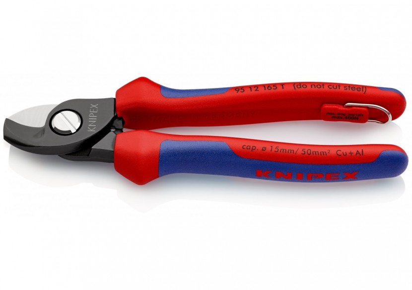 Coupe-câbles 165mm - Ø15mm/50mm2 Cu/Al - Gainage bi-matière - illet antichute - Knipex - 9512165T