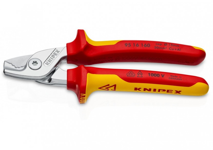 Coupe-câbles StepCut - 160mm - Chromé - Isolé 1000V - Cu/Al Ø15mm/50mm2 - Knipex - 9516160