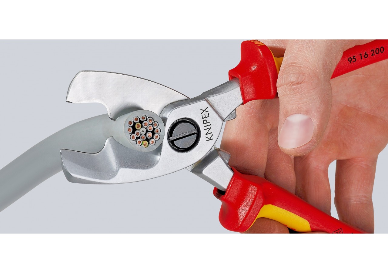 Coupe-câbles 200mm - Ø20mm/70mm2 Cu/Al - Chromé - Isolé 1000V - Knipex - 9516200