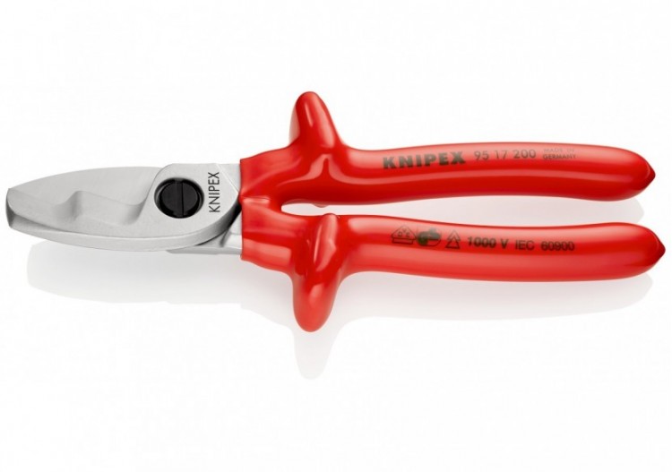 Coupe-câbles 200mm - Ø20mm/70mm2 Cu/Al - Gainage surmoulé isolé 1000V - Chromé - Knipex - 9517200