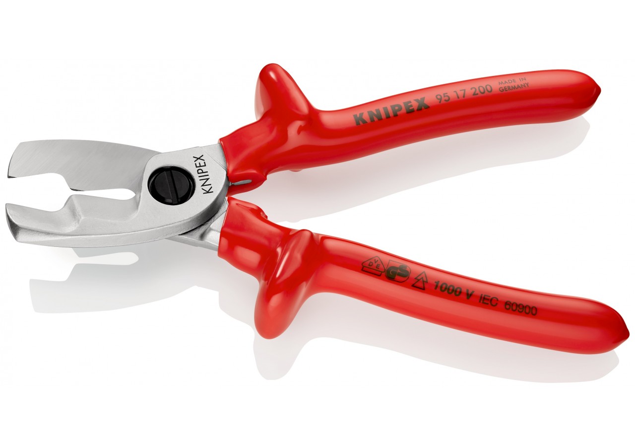 Coupe-câbles 200mm - Ø20mm/70mm2 Cu/Al - Gainage surmoulé isolé 1000V - Chromé - Knipex - 9517200