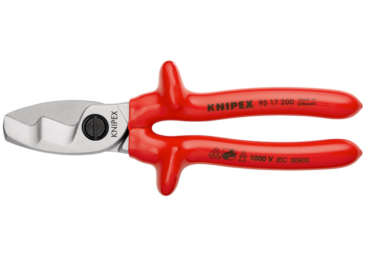 Coupe-câbles 200mm - Ø20mm/70mm2 Cu/Al - Gainage surmoulé isolé 1000V - Chromé - Knipex - 9517200