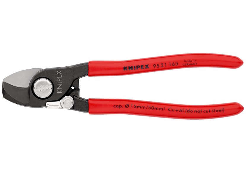 Coupe-câbles 165mm - Ø15mm/50mm2 Cu/Al - Gainage PVC - Avec ressort - Knipex - 9521165