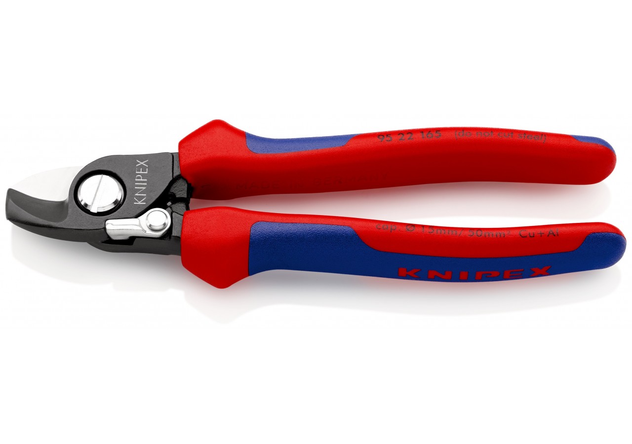 Coupe-câbles 165mm - Ø15mm/50mm2 Cu/Al - Gainage bi-matière - Avec ressort - Knipex - 9522165