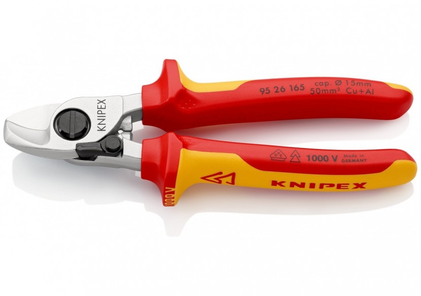 Coupe-câbles 165mm - Ø15mm/50mm2 Cu/Al - Chromé - Isolé 1000V - Avec ressort - Knipex - 9526165