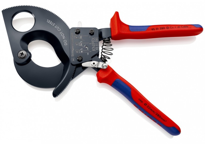 Coupe-câbles à cliquet 280mm - Cu/Al Ø52mm/380mm2 - Gainage bi-matière - Knipex - 9531280 Coupe-câbles à cliquet 280mm - Cu/Al Ø52mm/380mm2 - Gainage bi-matière - Knipex - 9531280