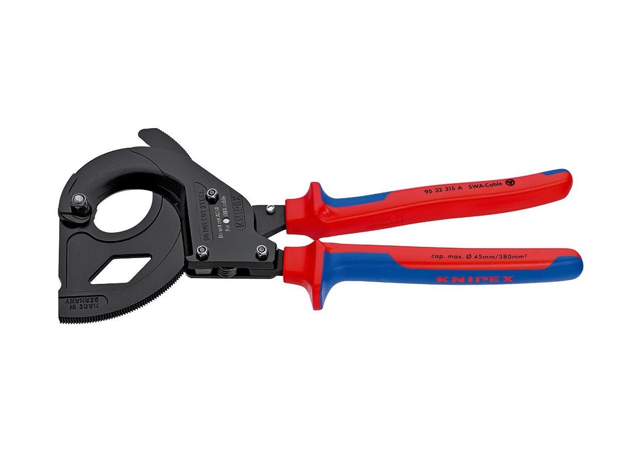 Coupe-câbles à cliquet 315mm - Ø45mm/380mm2 - Spécial câbles SWA - Knipex - 9532315A