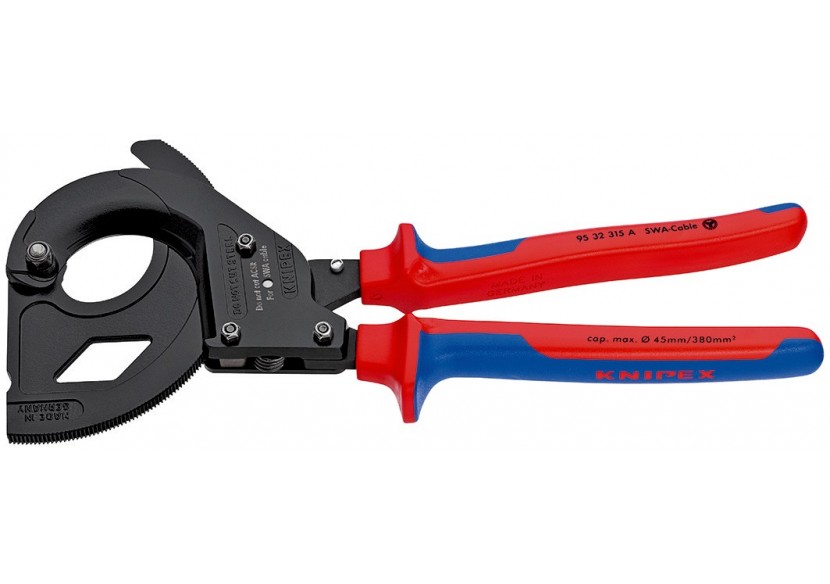 Coupe-câbles à cliquet 315mm - Ø45mm/380mm2 - Spécial câbles SWA - Knipex - 9532315A