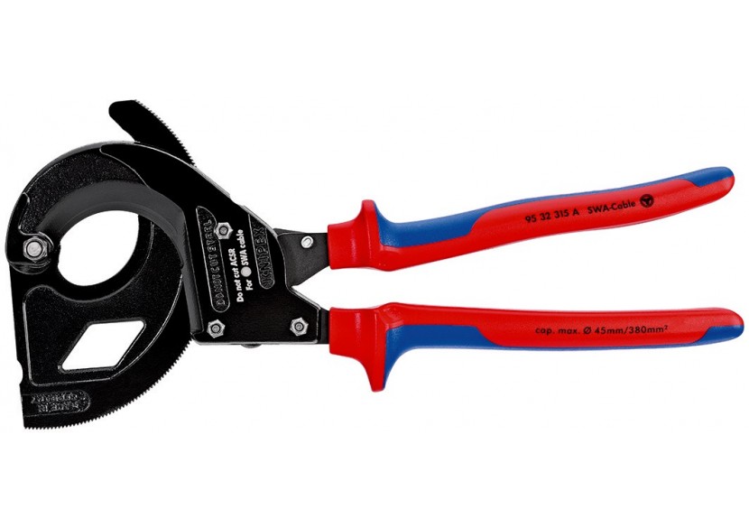 Coupe-câbles à cliquet 315mm - Ø45mm/380mm2 - Spécial câbles SWA - Knipex - 9532315A