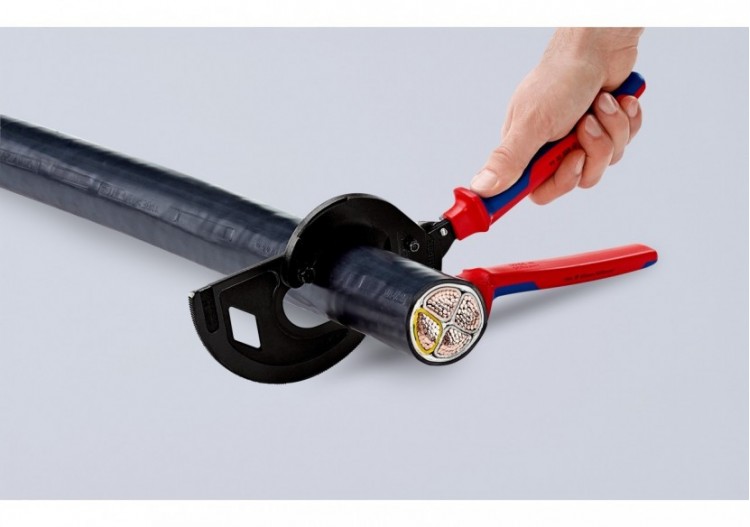 Coupe-câbles à cliquet 320mm - Cu/Al Ø60mm/600mm2 - Gainage bi-matière - Knipex - 9532320 2