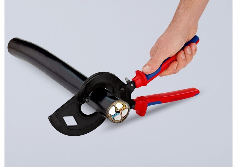 Coupe-câbles à cliquet 320mm - Cu/Al Ø60mm/600mm2 - Gainage bi-matière - Knipex - 9532320