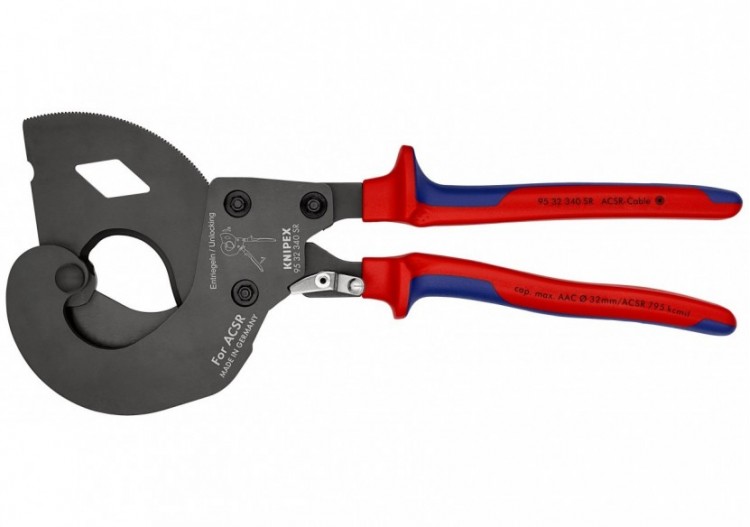 Coupe-câbles à cliquet 340mm - Ø32mm - Spécial câbles aériens ACSR - Knipex - 9532340SR 2