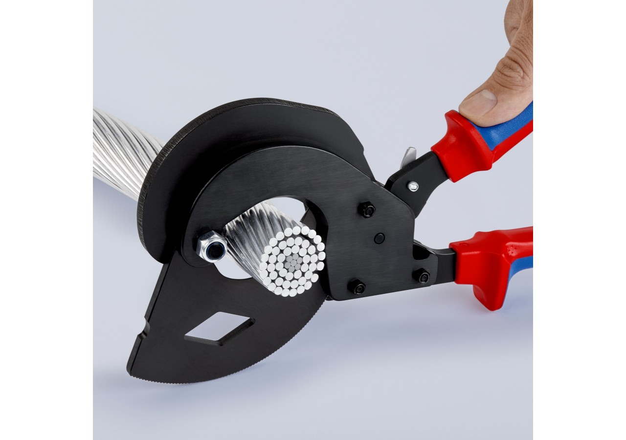 Coupe-câbles à cliquet 340mm - Ø32mm - Spécial câbles aériens ACSR - Knipex - 9532340SR