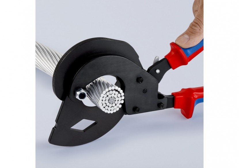 Coupe-câbles à cliquet 340mm - Ø32mm - Spécial câbles aériens ACSR - Knipex - 9532340SR