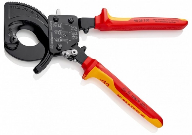 Coupe-câbles à cliquet 250mm - Cu/Al Ø32mm/240mm2 - Gainage isolé 1000V - Knipex - 9536250 2