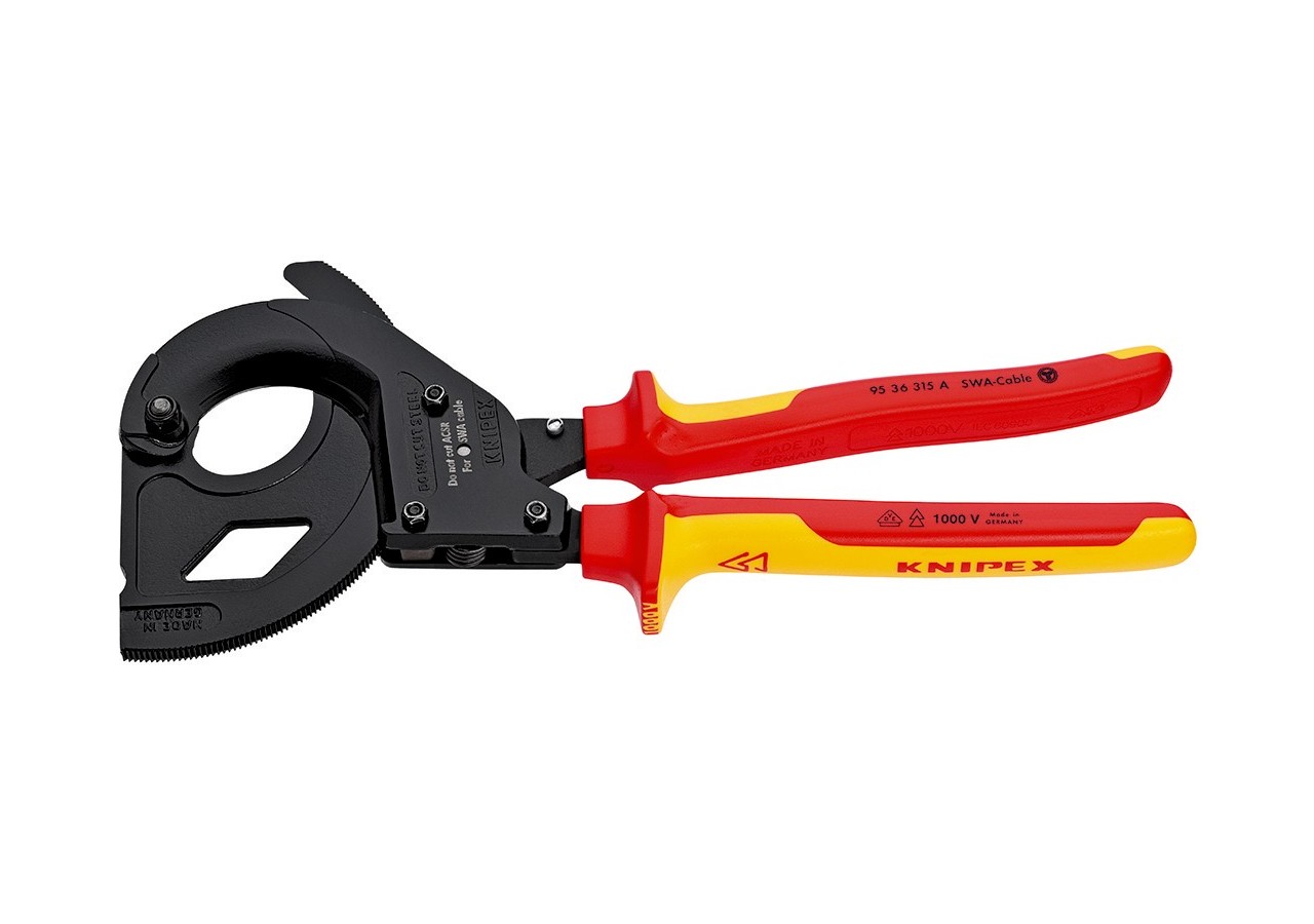 Coupe-câbles à cliquet 315mm - Câbes SWA Ø45mm/380mm2 - Gainage Isolé 1000V - Knipex - 9536315A