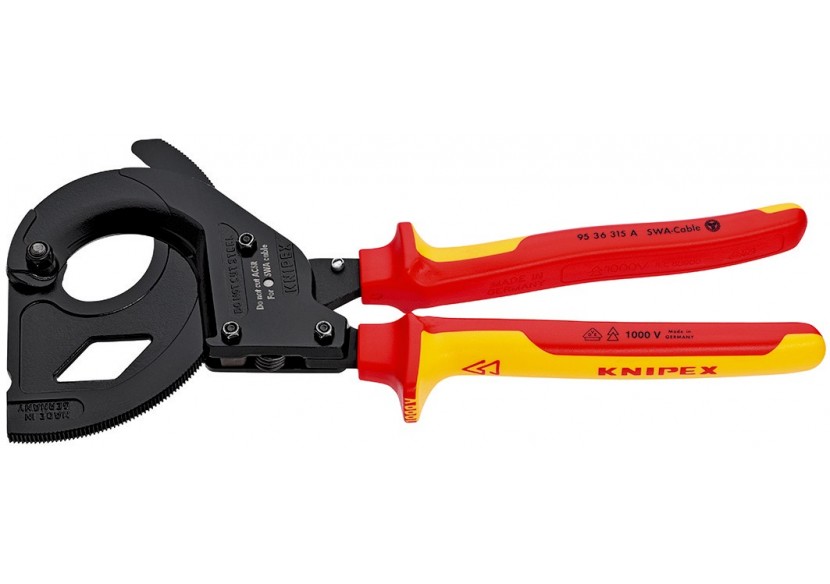 Coupe-câbles à cliquet 315mm - Câbes SWA Ø45mm/380mm2 - Gainage Isolé 1000V - Knipex - 9536315A