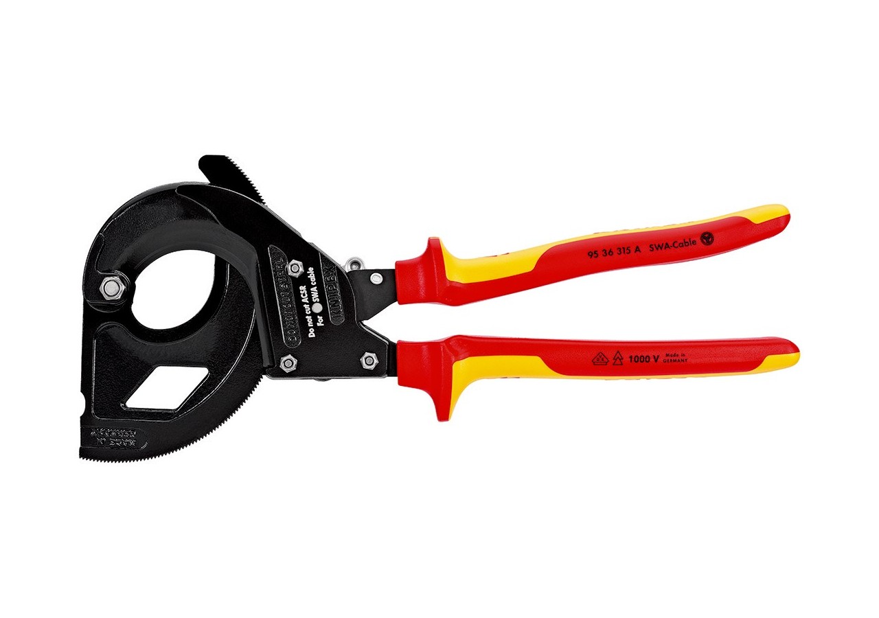 Coupe-câbles à cliquet 315mm - Câbes SWA Ø45mm/380mm2 - Gainage Isolé 1000V - Knipex - 9536315A