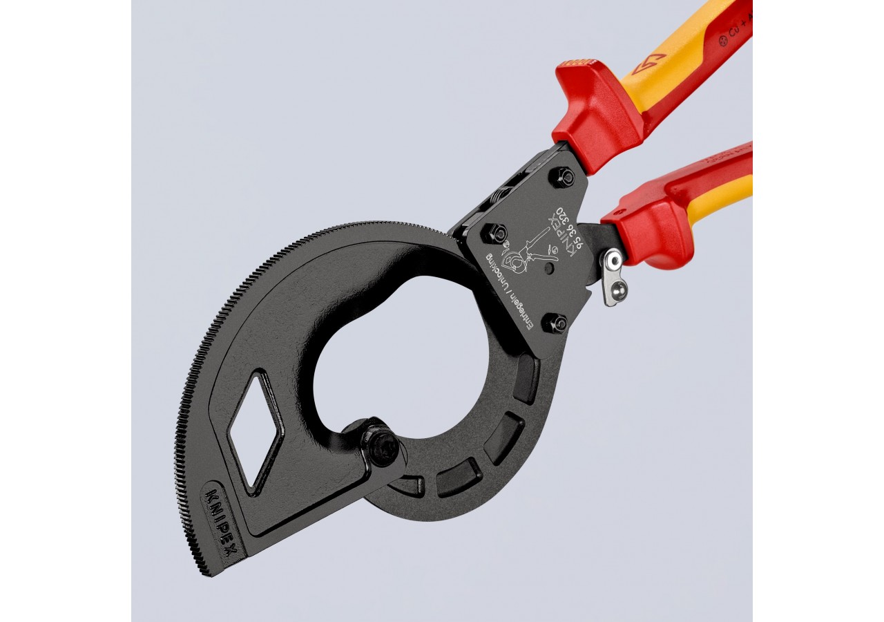 Coupe-câbles à cliquet 320mm - Cu/Al Ø60mm/600mm2 - Gainage isolé 1000V - Knipex - 9536320