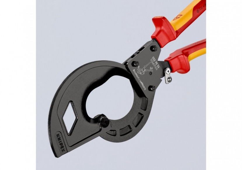 Coupe-câbles à cliquet 320mm - Cu/Al Ø60mm/600mm2 - Gainage isolé 1000V - Knipex - 9536320