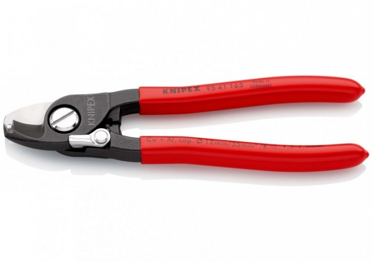 Coupe-câbles 165mm - Ø12mm/35mm2 Cu/Al - Gainage PVC - Dénudage 1,5/2,5mm2 - Knipex - 9541165