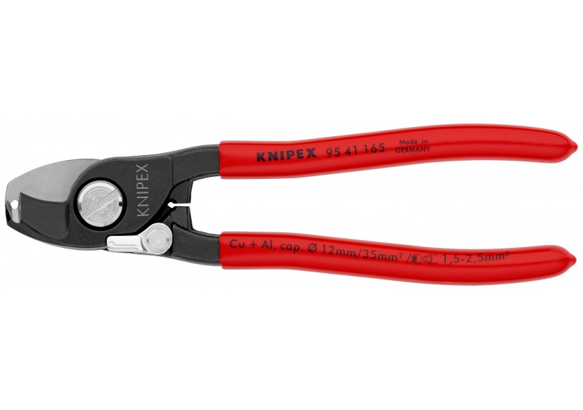 Coupe-câbles 165mm - Ø12mm/35mm2 Cu/Al - Gainage PVC - Dénudage 1,5/2,5mm2 - Knipex - 9541165
