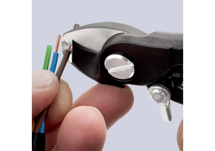 Coupe-câbles 165mm - Ø12mm/35mm2 Cu/Al - Gainage PVC - Dénudage 1,5/2,5mm2 - Knipex - 9541165