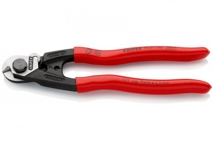 Coupe-câbles acier 190mm - Ø2,5-4-5-7mm - Gainage PVC - Knipex - 9561190 2